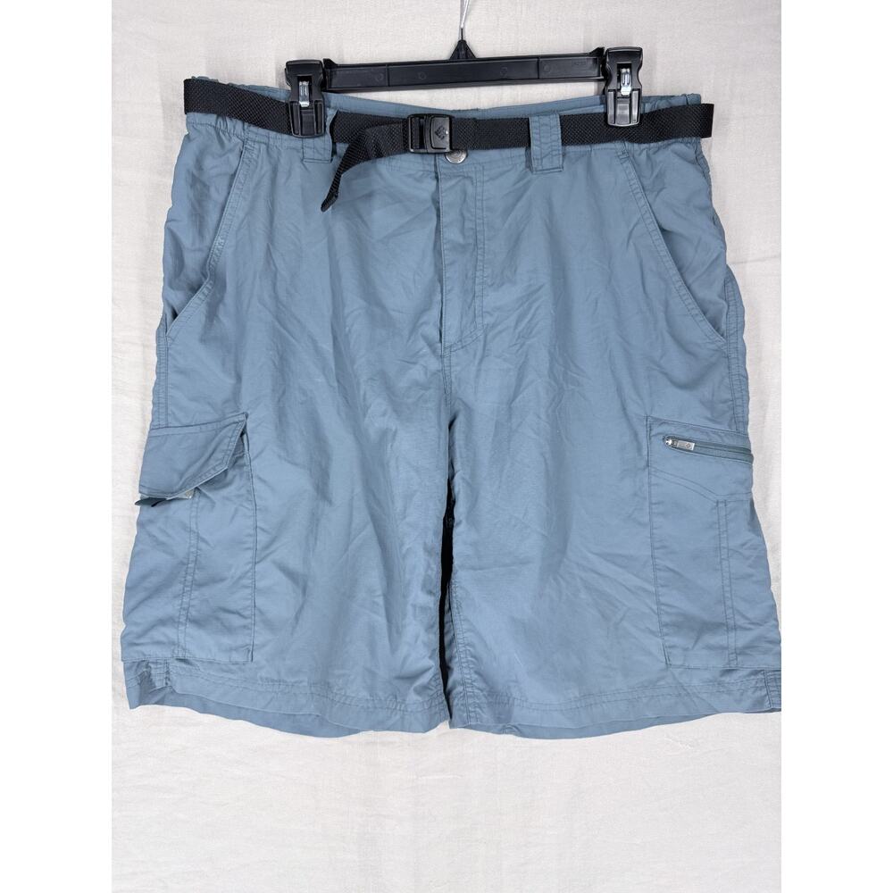 Columbia Omni Shied Men’s Sz 34 Silver Ridge Cargo Shorts Hiking Blue 9” Inseam